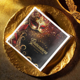 MasqueraQuinceanera Red Guld ID1031 Pappersservett