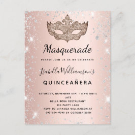 Masqueraro guld silver glitter Quinceanera Inbjudan Vykort