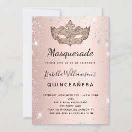Masqueraro guld silver glitter Quinceanera Inbjudningar