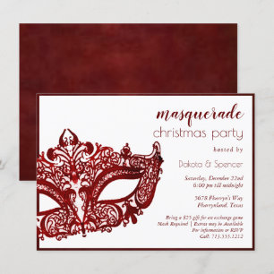 Masqueraröd mask   Mardi Gras jul Party Inbjudningar