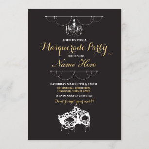 Masquuppad Party Birthday Event Mask Inbjudan