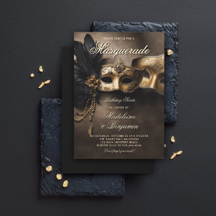 Masquuppad Soiree lite Moody 50:e födelsedagen Inbjudningar