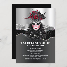 Masquuppade boll tjejer födelsedag elegant glam ma inbjudningar