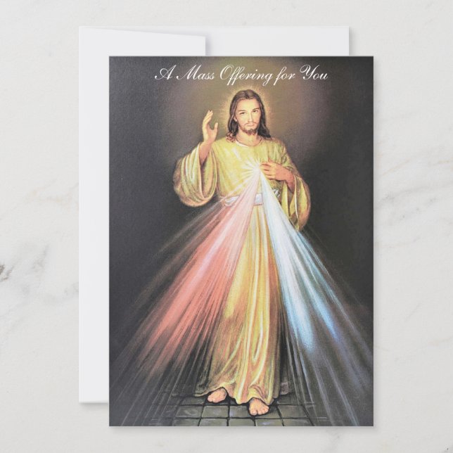 Mass Offer Intentioner Divine Mercy Jesus  Anteckningskort (Framsida)