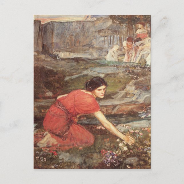 Massa Picking Flowers by Stream - Waterhouse Vykort (Framsida)