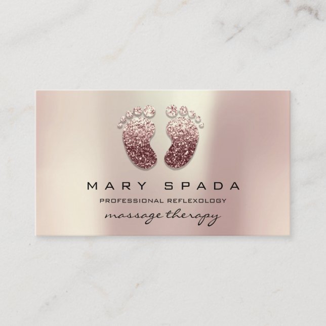 Massa Therapy Reflexology Feet Rosa ros Guld Visitkort (Framsida)