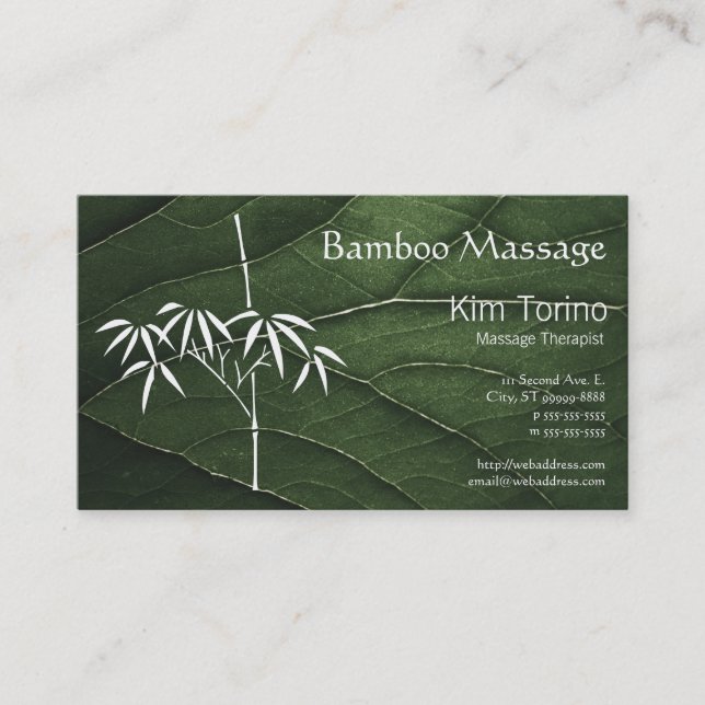 Massabehandlare Bamboo Big Löv Möte Visitkort (Framsida)