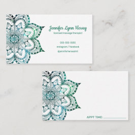 Massabehandling av Boho Teal Mandala Visitkort