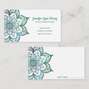 Massabehandling av Boho Teal Mandala Visitkort