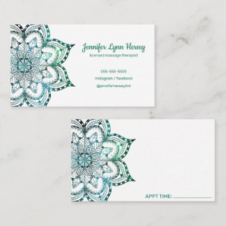 Massabehandling av Boho Teal Mandala Visitkort
