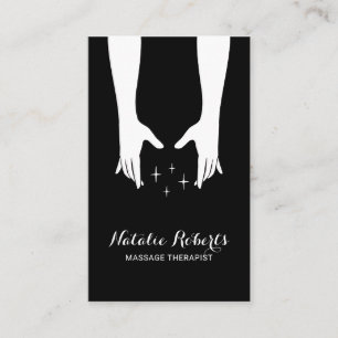 Massabehandling Healing Händer Hälsa Plain Black Visitkort