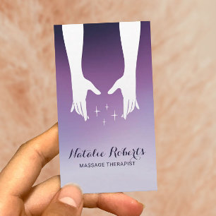 Massabehandling Healing Händer Spa Lila Ombre Visitkort