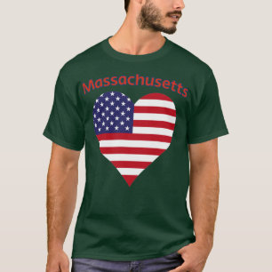 Massachusetts American Flagga Heart1 T Shirt