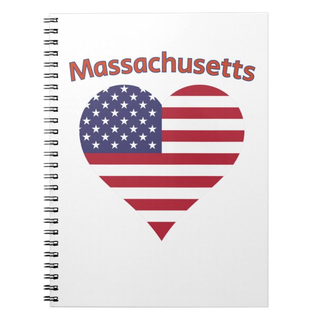 Massachusetts American Flagga Heart Anteckningsbok (Framsidan)