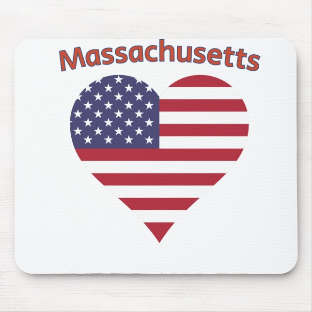Massachusetts American Flagga Heart Musmatta (Framsidan)