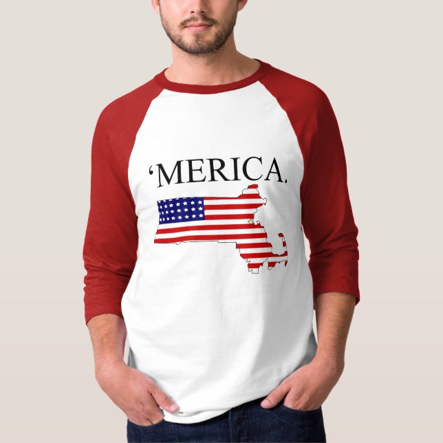 Massachusetts Amerika Tee Shirt (Framsida)