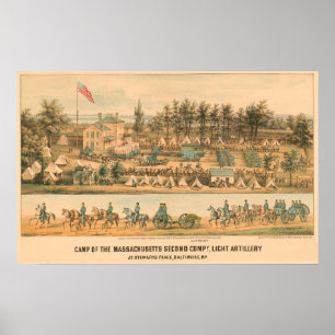 Massachusetts andra kompaniets läger 1861 poster