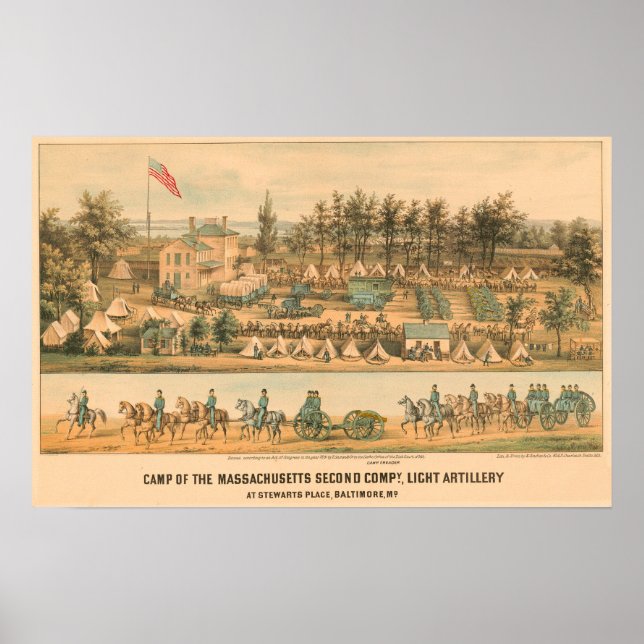 Massachusetts andra kompaniets läger 1861 poster (Framsidan)