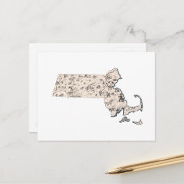 Massachusetts Antik Kartbild Karta Vykort