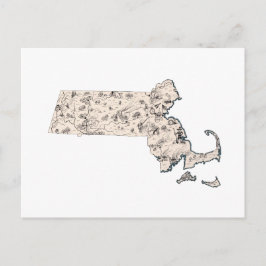 Massachusetts Antik Kartbild Karta Vykort