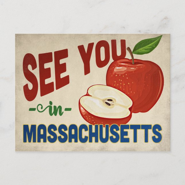 Massachusetts Apple - Vintage resor Vykort (Framsida)