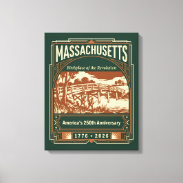 Massachusetts Art Deco Amerika 250-årsjubileum Canvastryck