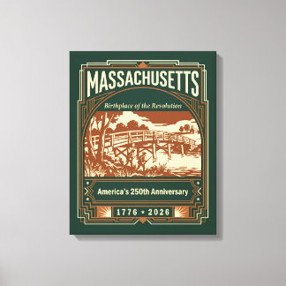 Massachusetts Art Deco Amerika 250-årsjubileum Canvastryck