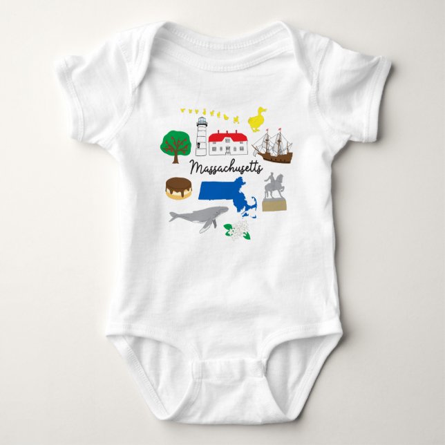 Massachusetts Baby Bodykostym T Shirt (Framsida)