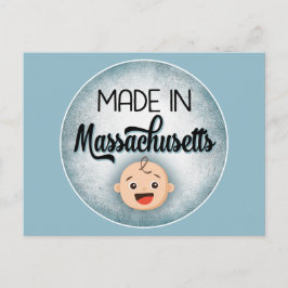 Massachusetts Baby Funny Blue New Boy Postcard Vykort