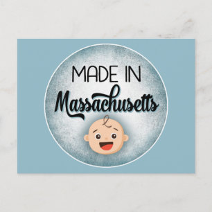 Massachusetts Baby Funny Blue New Boy Postcard Vykort