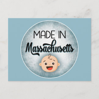 Massachusetts Baby Funny Blue New Boy Postcard Vykort