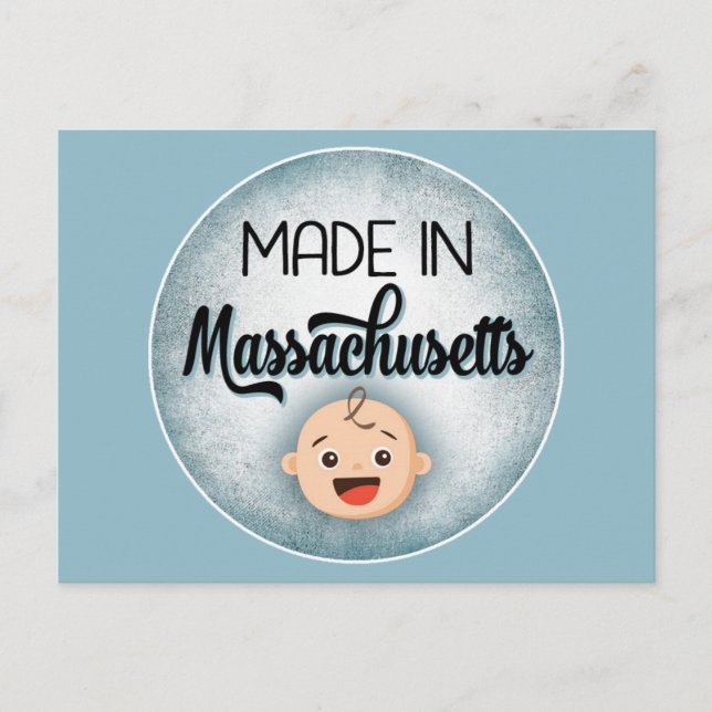 Massachusetts Baby Funny Blue New Boy Postcard Vykort (Framsida)