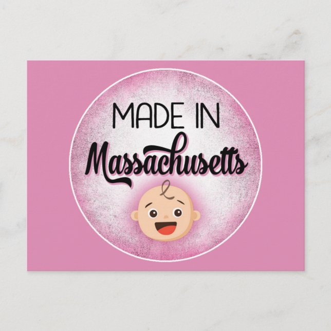 Massachusetts Baby Funny Rosa New Girl Postcard Vykort (Framsida)