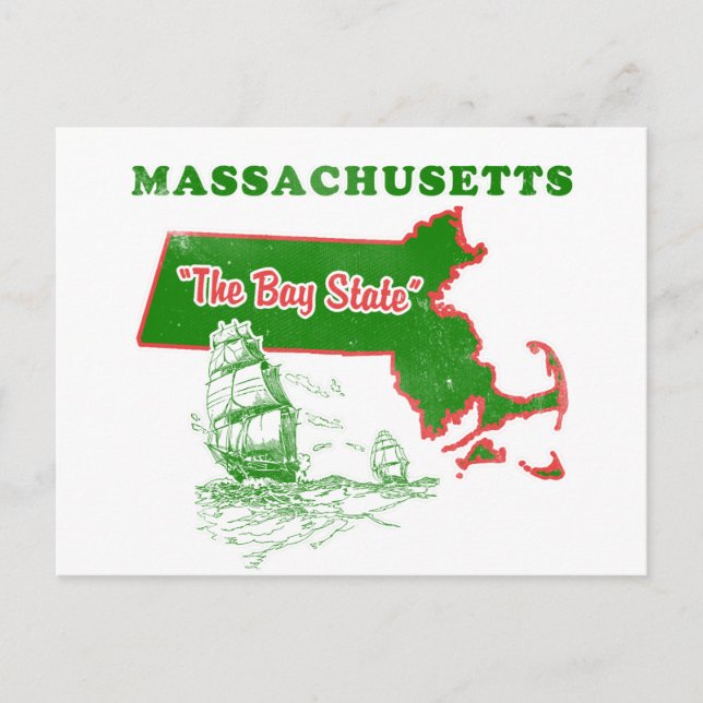 Massachusetts Bay State Design Vykort (Framsida)