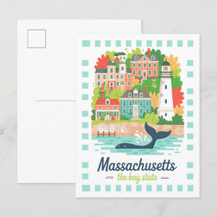 Massachusetts Bay State USA Summer Travel Vykort