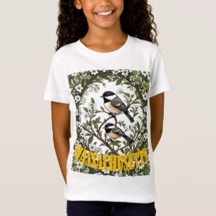 Massachusetts Black caps Chickadee and Mayblommor T Shirt