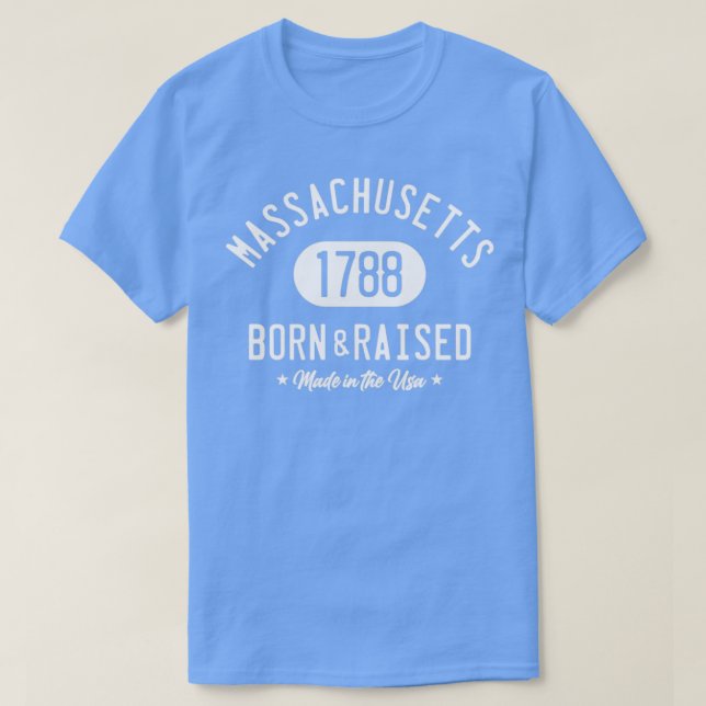 MASSACHUSETTS BORN OCH HÖJD T SHIRT (Design framsida)
