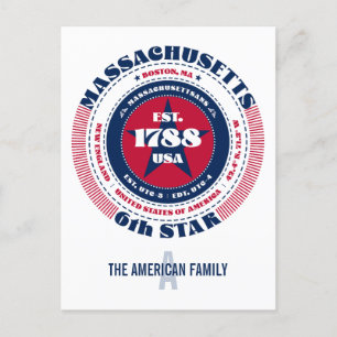 Massachusetts, Boston MORSA, Patriotic Monogram Vykort
