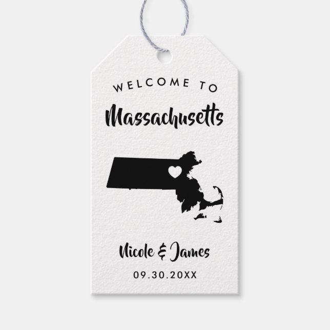 Massachusetts Bröllop Welcome Bag Märkre, Karta Presentetikett (Framsidan)