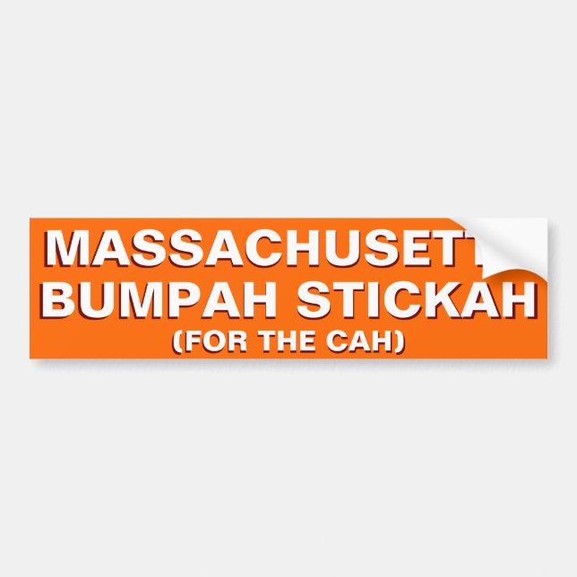 Massachusetts Bumpah Stickah Funny Bumper Sticker Bildekal (Framsidan)