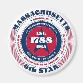 Massachusetts Circle Typography Souvenir Magnet