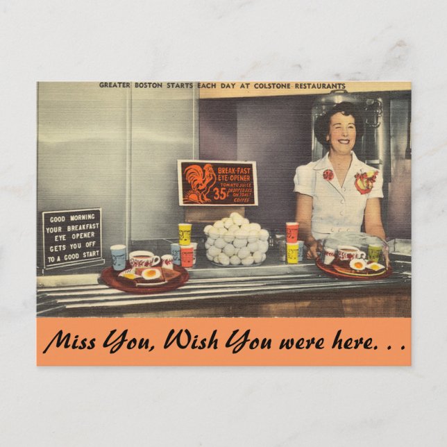 Massachusetts, Colstone Restaurant, Boston Vykort (Framsida)