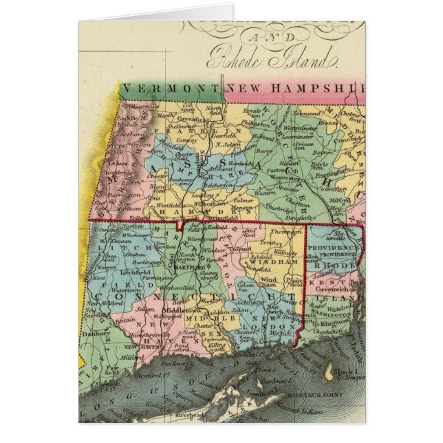 Massachusetts, Connecticut, Rhode island Hälsningskort (Framsidan)