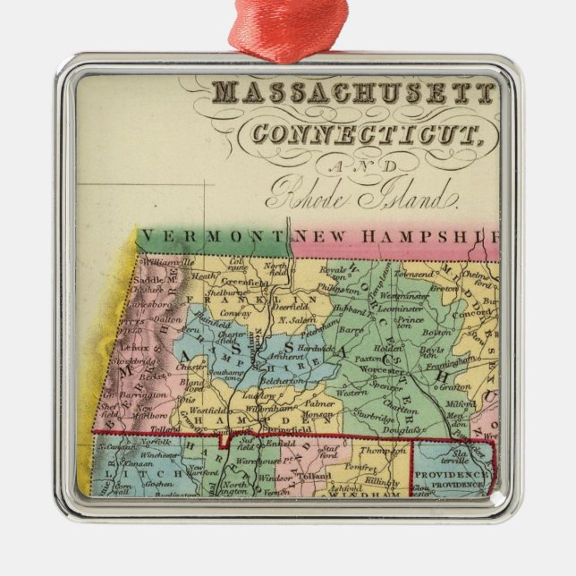 Massachusetts Connecticut, Rhode - ö Julgransprydnad Metall (Framsidan)