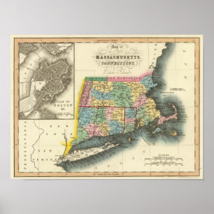 Massachusetts Connecticut, Rhode - ö Poster