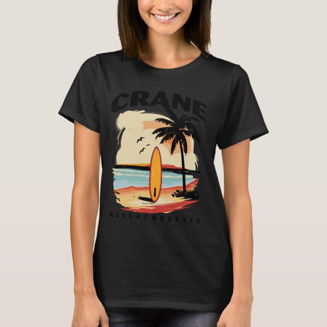 Massachusetts Crane Surfboard Surfing Manar Women T Shirt (Framsida)