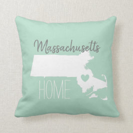 Massachusetts delstat karta kärlek kudde