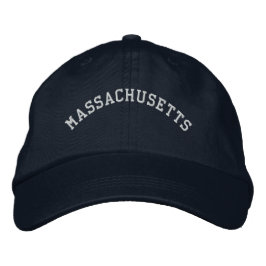 Massachusetts Embroiderade Cap Navy Blue Broderad Keps