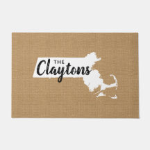 Massachusetts Family Monogram State Doormat