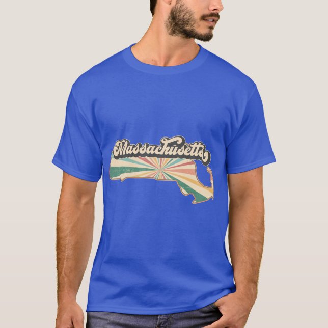 Massachusetts Fan Retro Stat T Shirt (Framsida)
